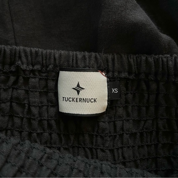 Tuckernuck Annie 100% Linen Smocked Puff Sleeve Dress Black XS - Picture 6 of 7